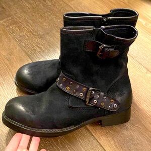 EUC Vintage Foundry Co. Black Leather Moto Boots Size 7